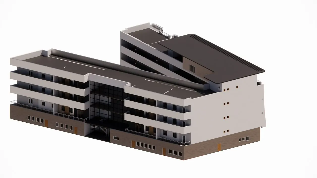 Maquette 3D — volume du bâtiment résidentiel